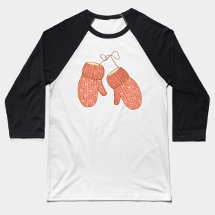 Pink Knitted Winter Mittens Baseball T-Shirt